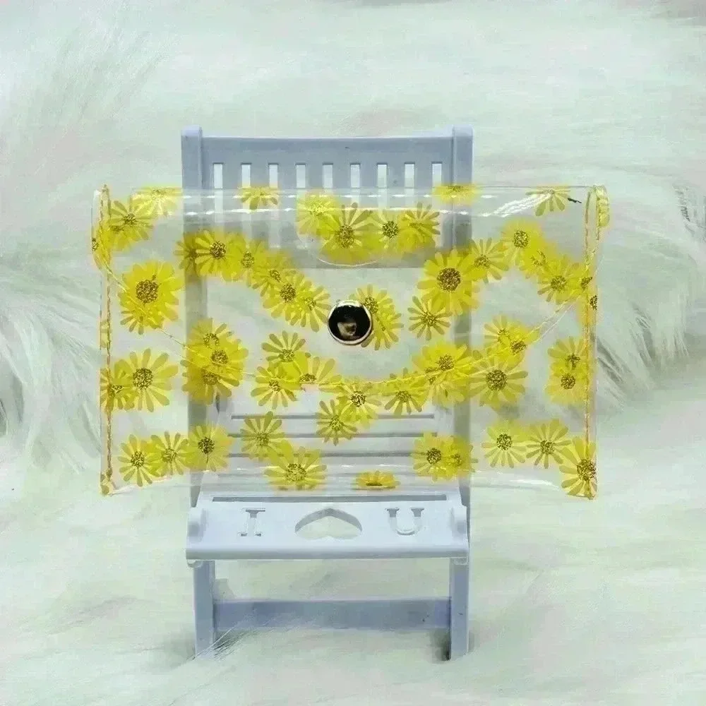 Yellow Florals Clear Card Case Wallet